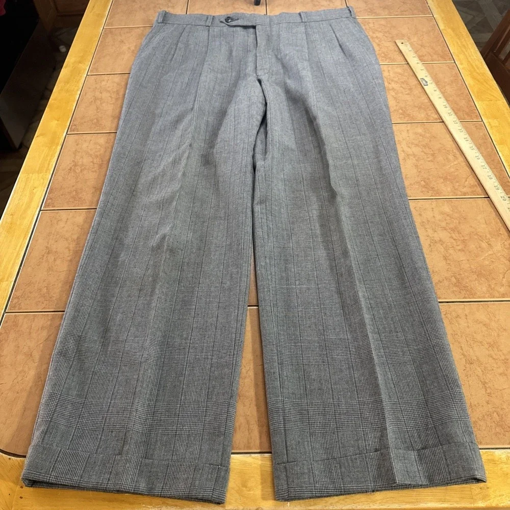 Vintage Lacrosse 2 Piece Suit Mens Sz 42L Pants 36 x 30 Gray Glen Plaid USA Made